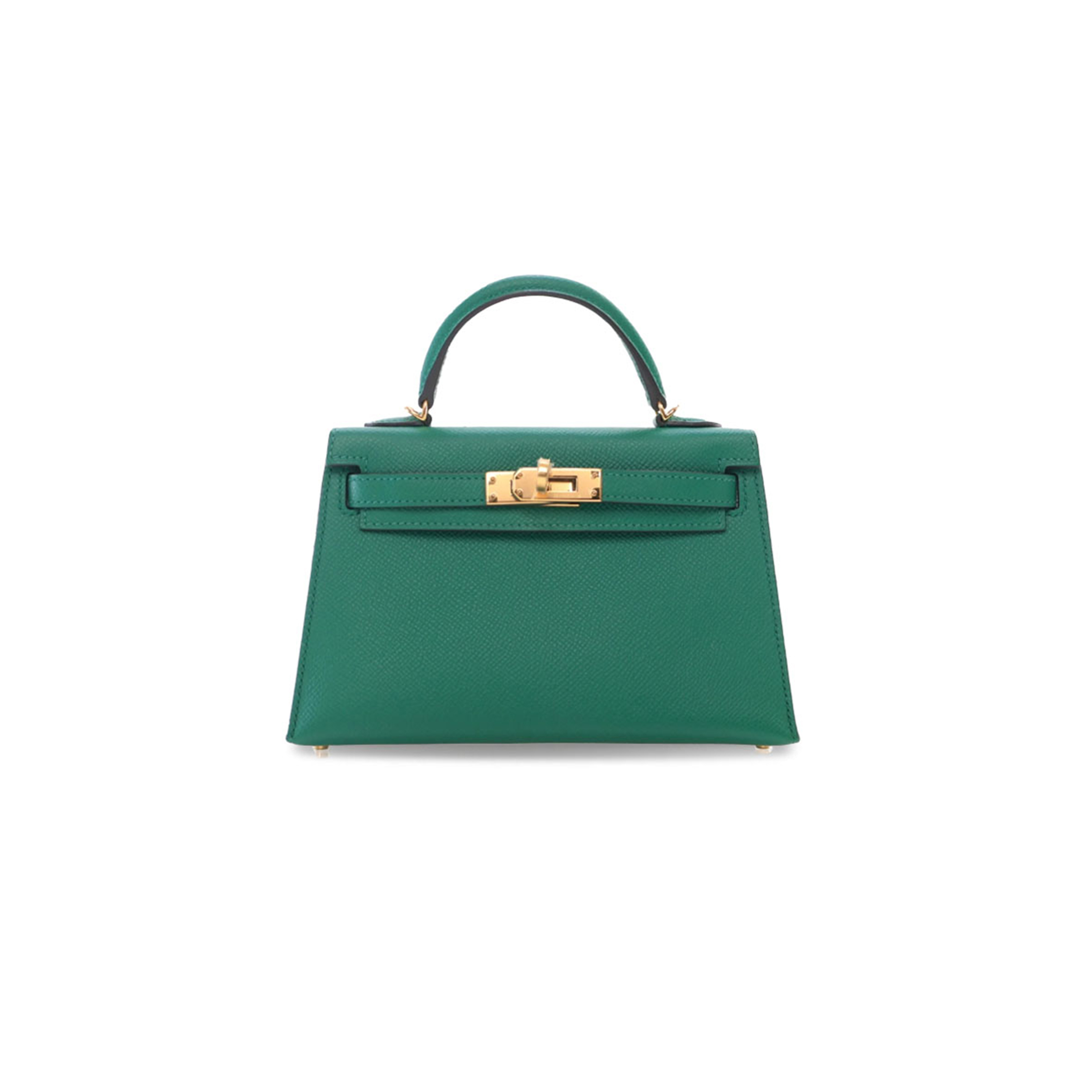 HERMÈS MASTER MINI KELLY II EPSOM MALACHITE GREEN GOLD BUCKLE (19*12*5.5cm)